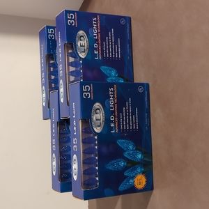 4 Boxes 35 LED Faceted Blue 12 Ft String Lights Indoor Outdoor Water Resistant